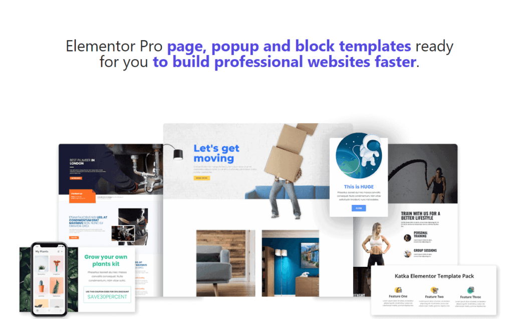 Katka elementor template pack wireframing blocks and popups