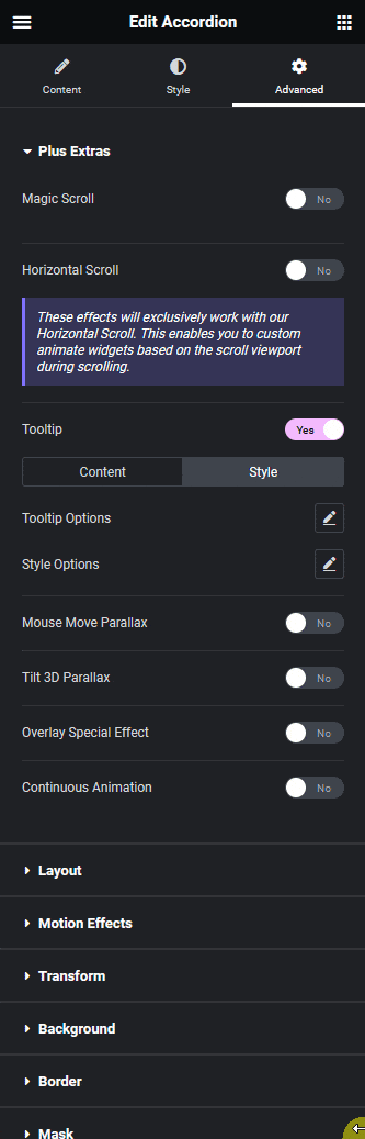 Tooltip advance style