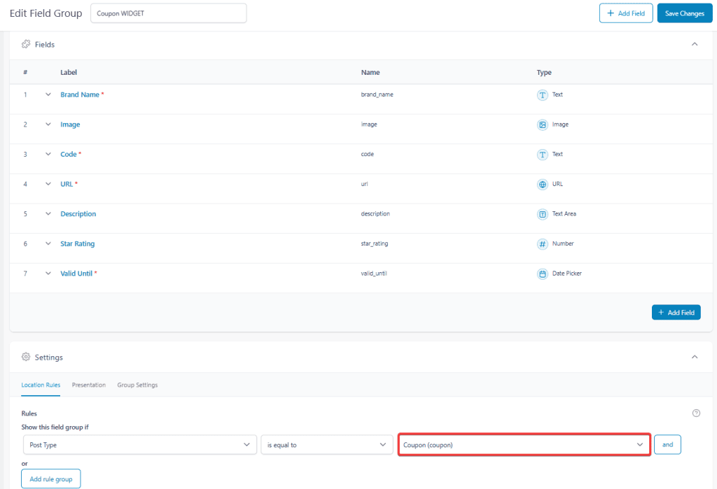 Tpae coupon code acf location rules how to create a dynamic coupon code listing in elementor? From the plus addons for elementor