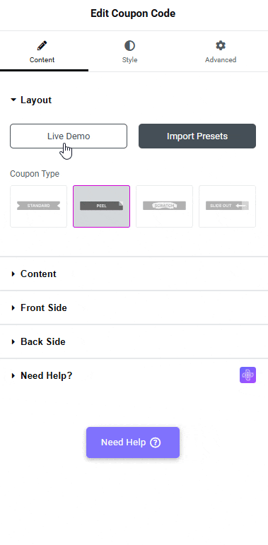 Tpae coupon code show promo code with template how to show promo code in an elementor template? From the plus addons for elementor
