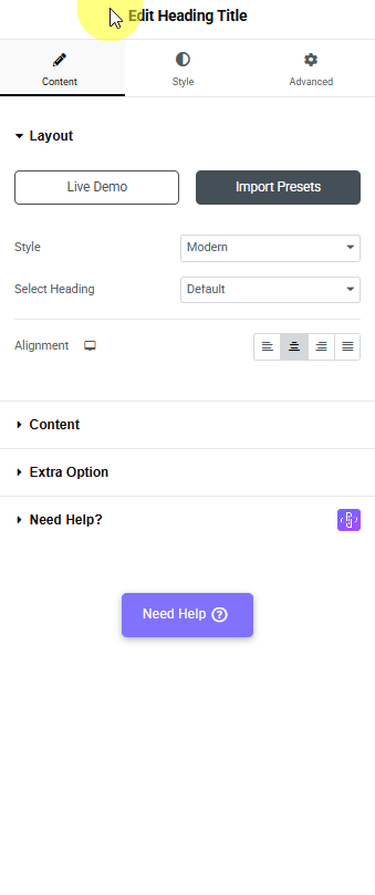 Tpae Heading Title Layout | The Plus Addons for Elementor Tpae heading title layout heading title widget: settings overview from the plus addons for elementor