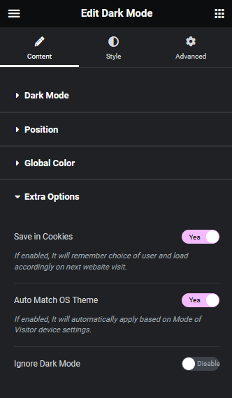Dark mode extra options