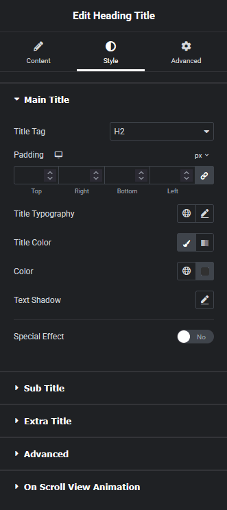 Heading title style new heading title widget: settings overview from the plus addons for elementor