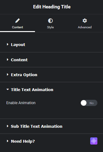 Heading title title text animation heading title widget: settings overview from the plus addons for elementor