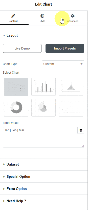 tpae chart type line | The Plus Addons for Elementor Tpae chart type line chart widget: settings overview from the plus addons for elementor