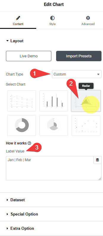 Tpae chart type radar how to create a radar chart in elementor? From the plus addons for elementor