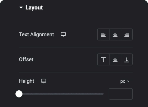 Alignment height offset controls animated service boxes from the plus addons for elementor