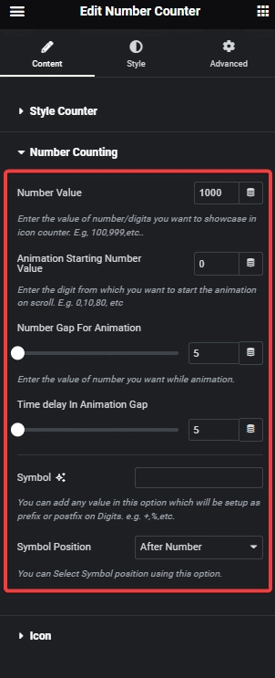 Animated number counter