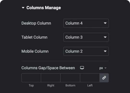 Column manager animated service boxes from the plus addons for elementor