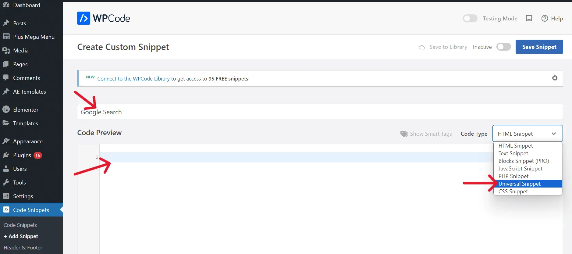 Create custom snippet
