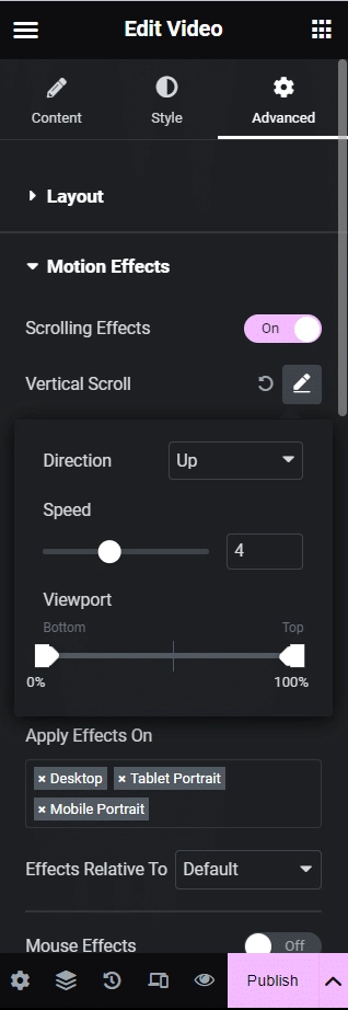 Customize the animation how to add parallax effect in elementor [beginners guide] from the plus addons for elementor