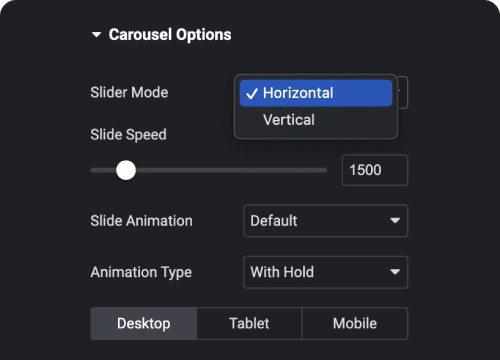 Horizontal and vertical sliders  advanced carousel slider for elementor [carousel anything] from the plus addons for elementor