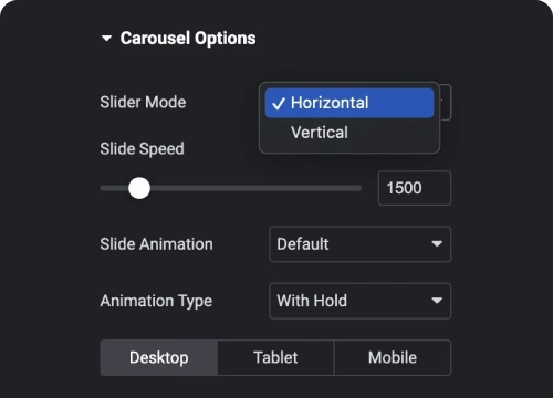 Horizontal and vertical sliders  advanced carousel slider for elementor [carousel anything] from the plus addons for elementor