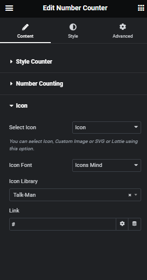 Icon number counter