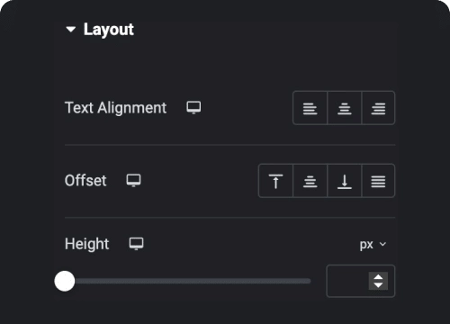 Layout height controls animated service boxes from the plus addons for elementor