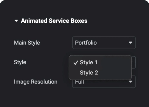 Mulitple layout animated service boxes from the plus addons for elementor