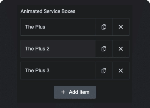 Multiple icon libary animated service boxes from the plus addons for elementor