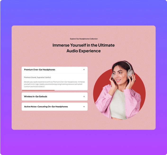 Music accordion demo connected with carousel slider advanced accordion for elementor from the plus addons for elementor