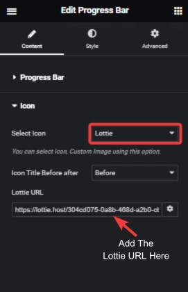 Progress bar past lottie url how to add lottie animation in progress bar elementor? From the plus addons for elementor
