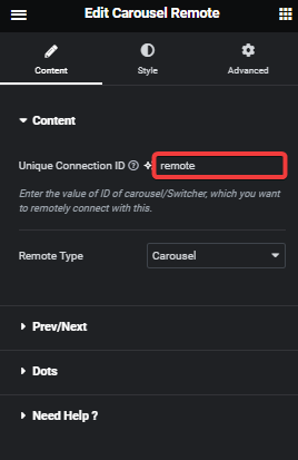 Remote carousel id how to connect elementor infobox with carousel remote? From the plus addons for elementor