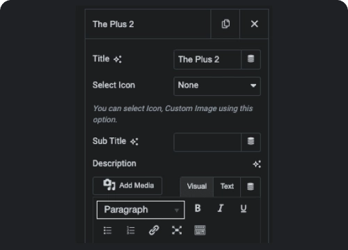 Set pin title and position animated service boxes from the plus addons for elementor