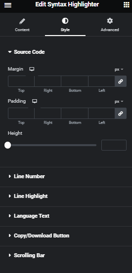 Style syntax highlighter