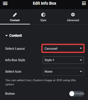 Info box select layout how to connect elementor infobox with carousel remote? From the plus addons for elementor