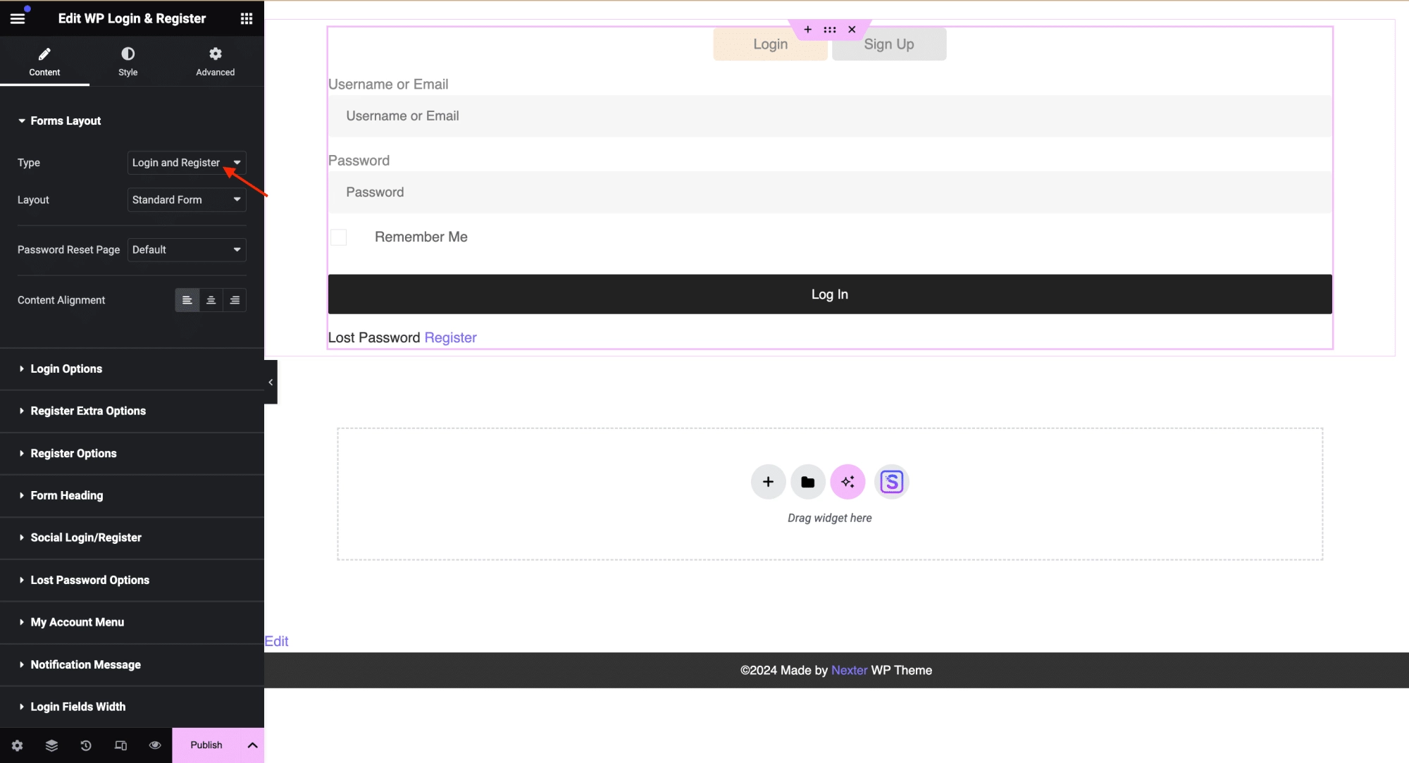 Configure the widget settings