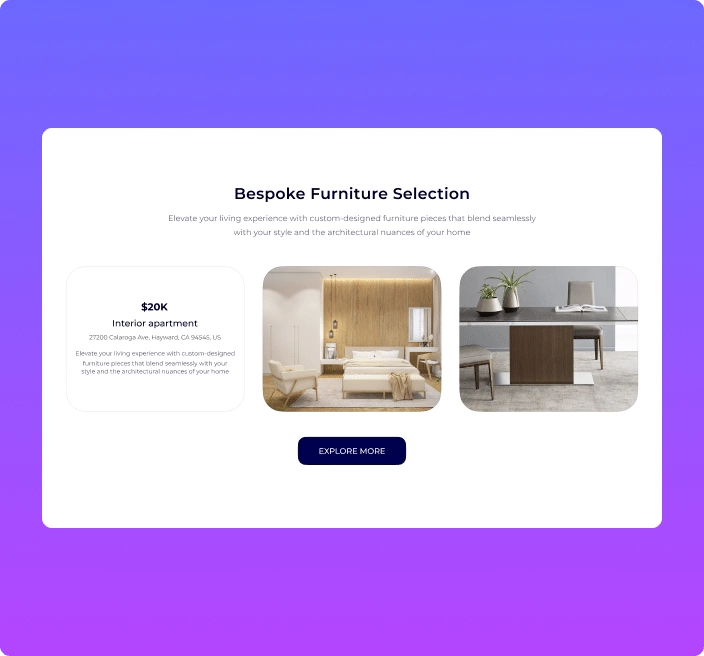 Furniture store vertical carousel flipbox from the plus addons for elementor