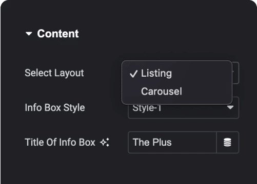 Grid carousel layout info box for elementor from the plus addons for elementor