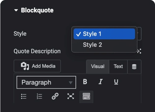 Multiple styles blockquotes for elementor [quote text] | the plus addons for elementor from the plus addons for elementor