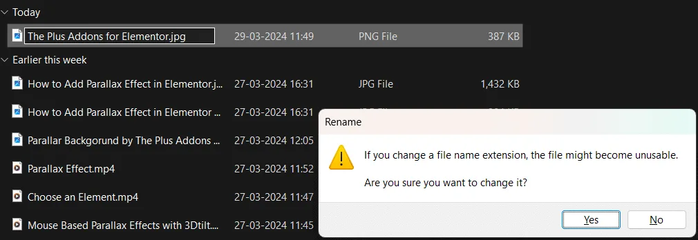 Rename the file name