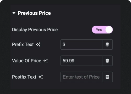 Show previous pricing for offer pricing table from the plus addons for elementor