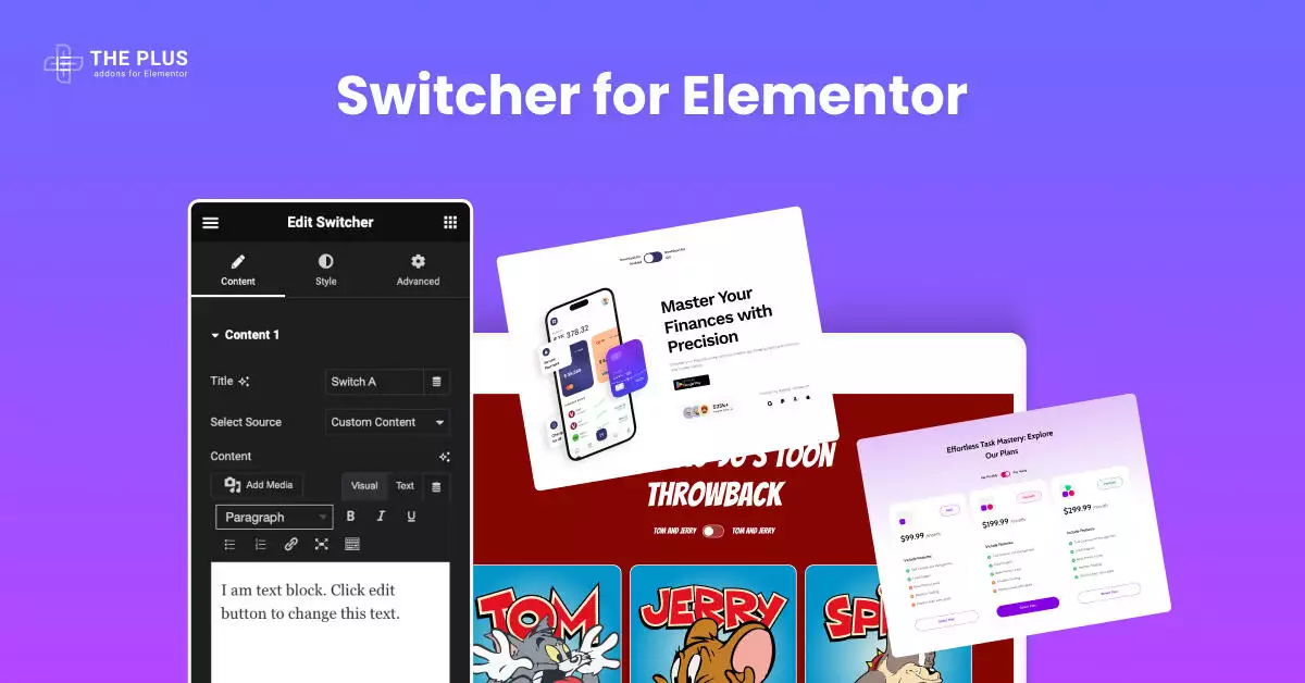 Switcher for elementor switcher for elementor from the plus addons for elementor