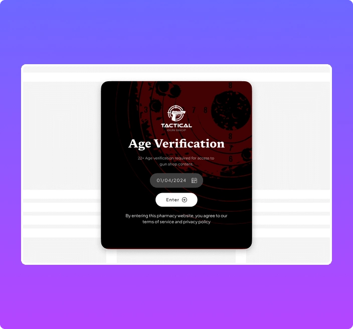 Ammunition birthday date age verification elementor age gate verification widget [yes/no, birthdate] from the plus addons for elementor
