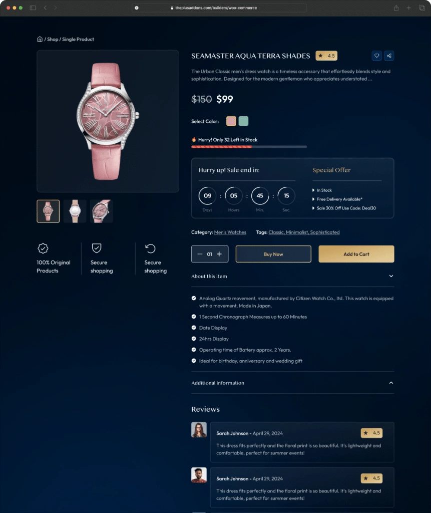 Bottom product images woocommerce product single page from the plus addons for elementor