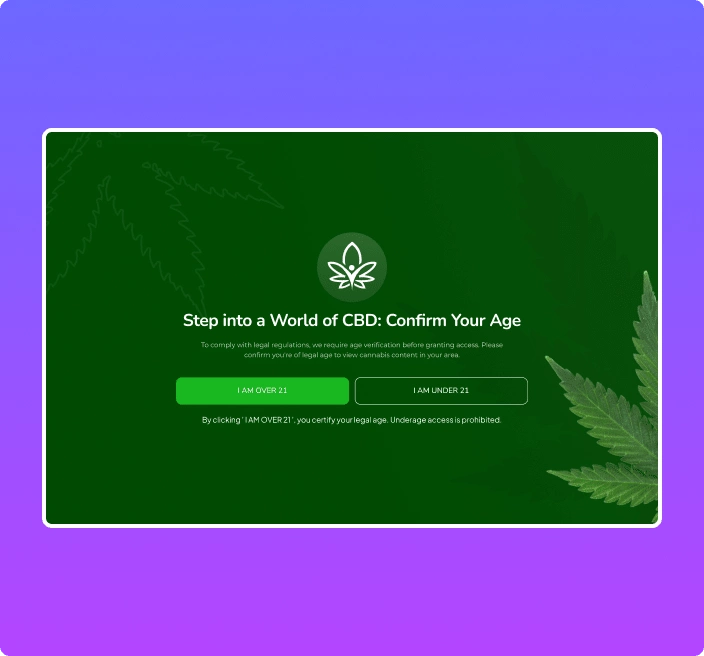 Cannabis store website age verification elementor age gate verification widget [yes/no, birthdate] from the plus addons for elementor