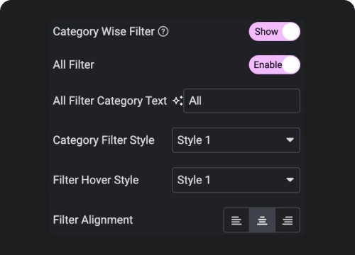 Category wise filter options product listing page with ajax filters from the plus addons for elementor