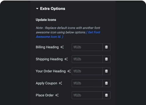 Customize checkout icons woocommerce checkout page from the plus addons for elementor