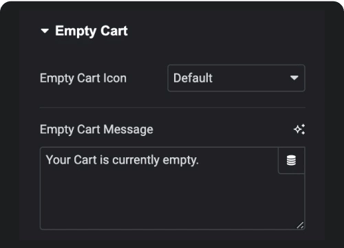 Empty cart settings woocommerce cart page from the plus addons for elementor