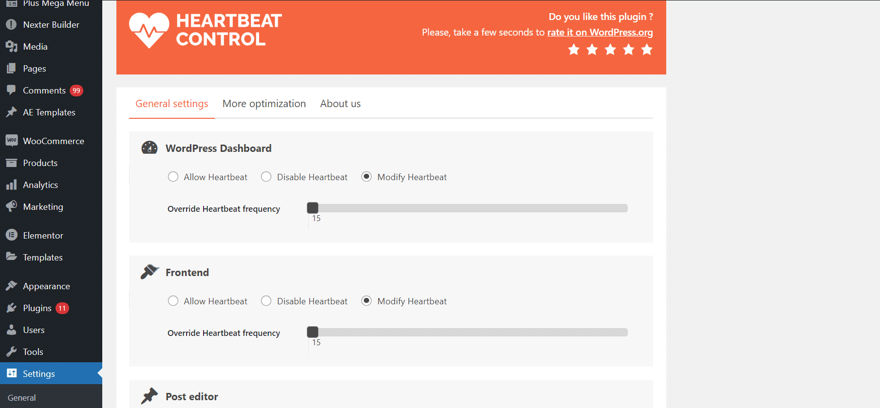 Heartbeat control settings how to fix slow wordpress admin dashboard [13+ proven tips] from the plus addons for elementor