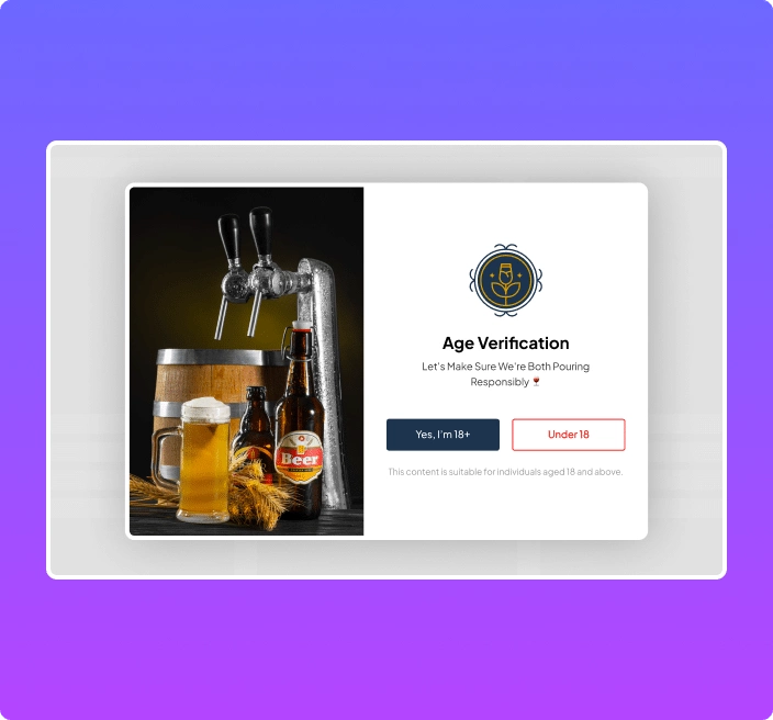 Liquor site age verification popup elementor age gate verification widget [yes/no, birthdate] from the plus addons for elementor
