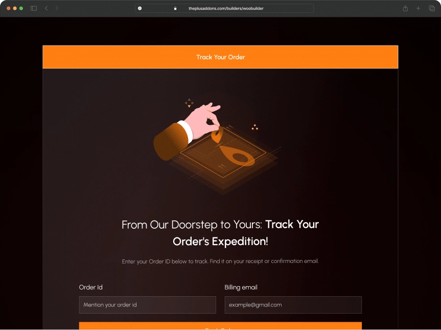 Order track page after woo order track page from the plus addons for elementor