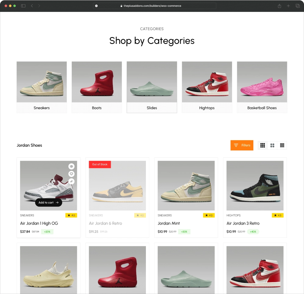 Product category light theme product category page from the plus addons for elementor