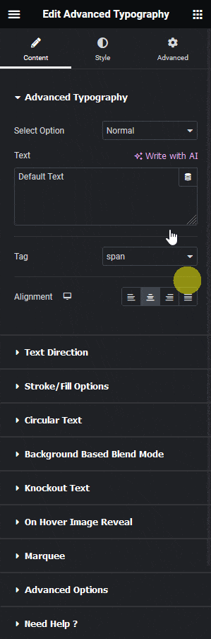 Advanced typography text direction on how to add vertical text in elementor? From the plus addons for elementor