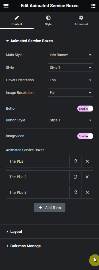 Animated service boxes info banner how to add an info banner in elementor? From the plus addons for elementor
