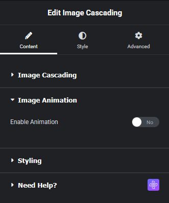 Cascading image image animation cascading image widget: settings overview from the plus addons for elementor
