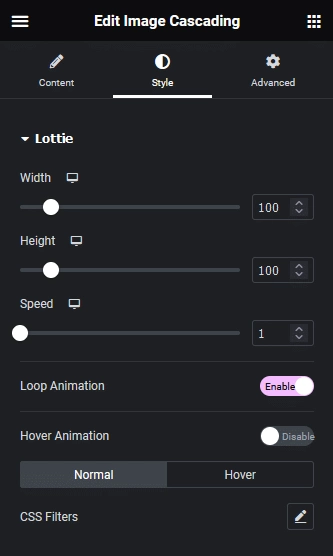 Cascading image style 1 cascading image widget: settings overview from the plus addons for elementor