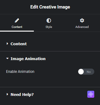 Creative image image animation creative image widget: settings overview from the plus addons for elementor