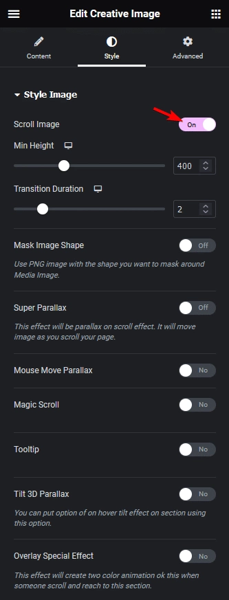 Creative image scroll image how to add a scroll on hover to an image in elementor? From the plus addons for elementor